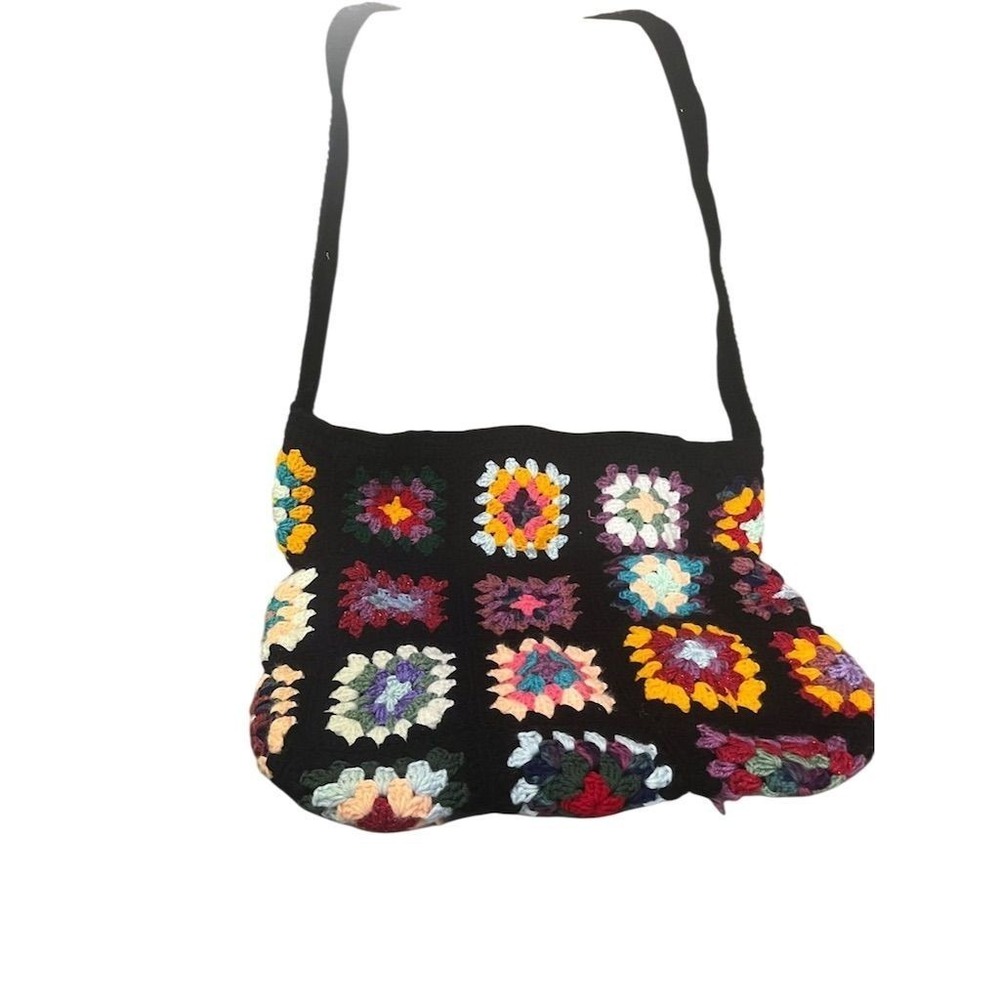 Eclectic Jade Women's Multicolor Crochet Granny‎ Square Shoulder Purse Bag